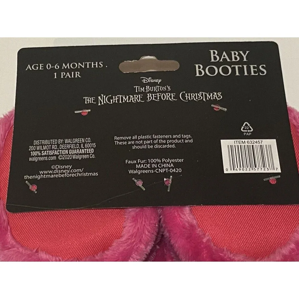 Nightmare Before Christmas Pink Sally Baby Booties Costume Shoes Plush NEW A39